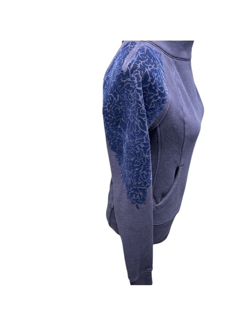 Lululemon Women's M Blue Floral Flock Funnel Neck Pullover Jacket Size 4 - Picture 6 of 12